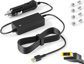 VHBW Lenovo car charger front view highlights compact, travel-friendly design for road use.