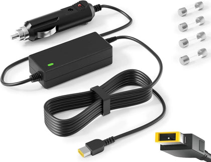 VHBW Lenovo car charger front view highlights compact, travel-friendly design for road use.
