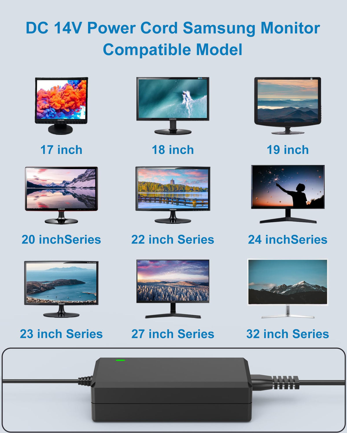 vhbw Samsung monitor power cord end plug ensuring a secure connection