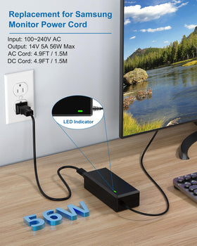 vhbw Samsung monitor power cord label showing broad compatibility