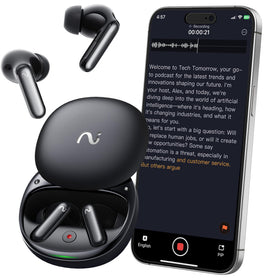 VIAIM RecDot earbuds in a black charging case ready for on-the-go use and discreet storage.