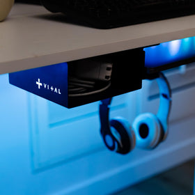 VI+AL laptop slid into shelf demonstrating quick access and tidy look