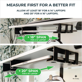VI+AL installed under desk showing scale and fit on a standard desktop