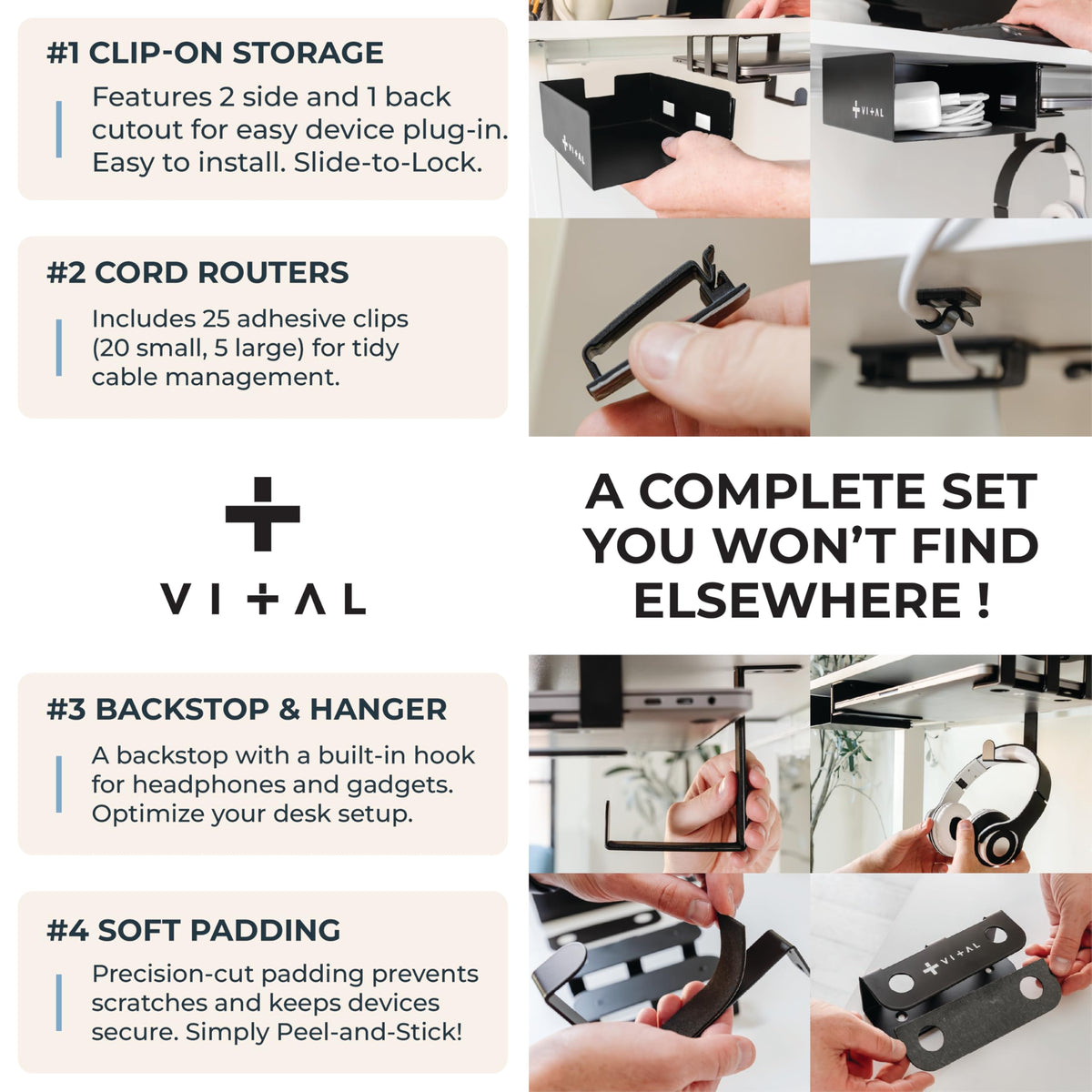 VI+AL lifestyle shot of home office with mount creating a clean workspace