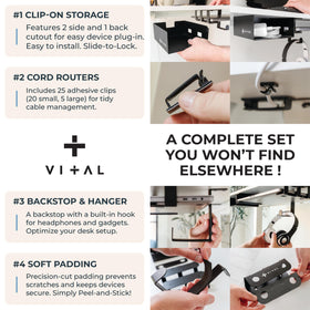 VI+AL lifestyle shot of home office with mount creating a clean workspace