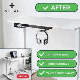 VI+AL close-up of side storage compartment holding charger and mouse neatly