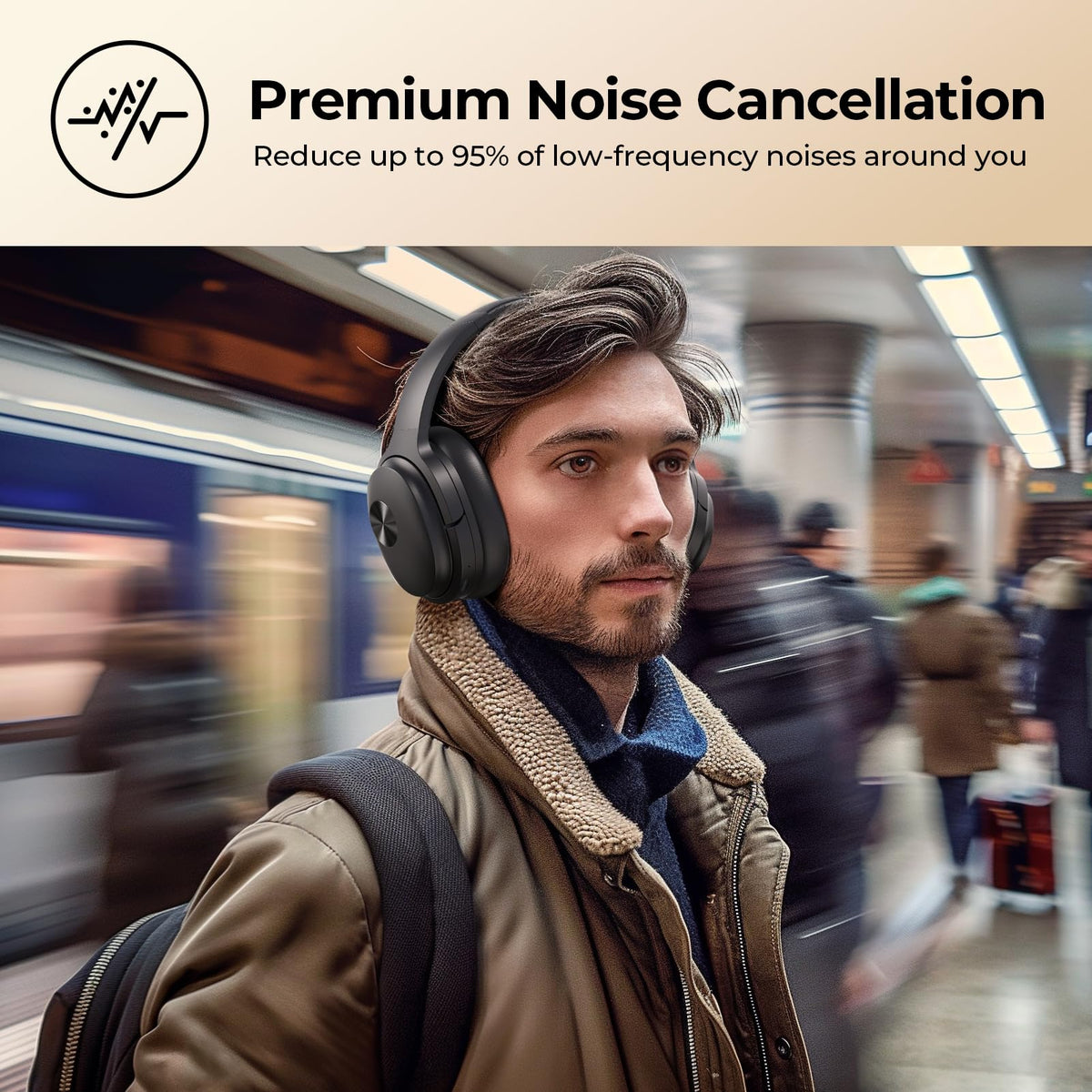 vibeadio SE7 earcup closeup highlighting protein leather pads for long‑wear comfort