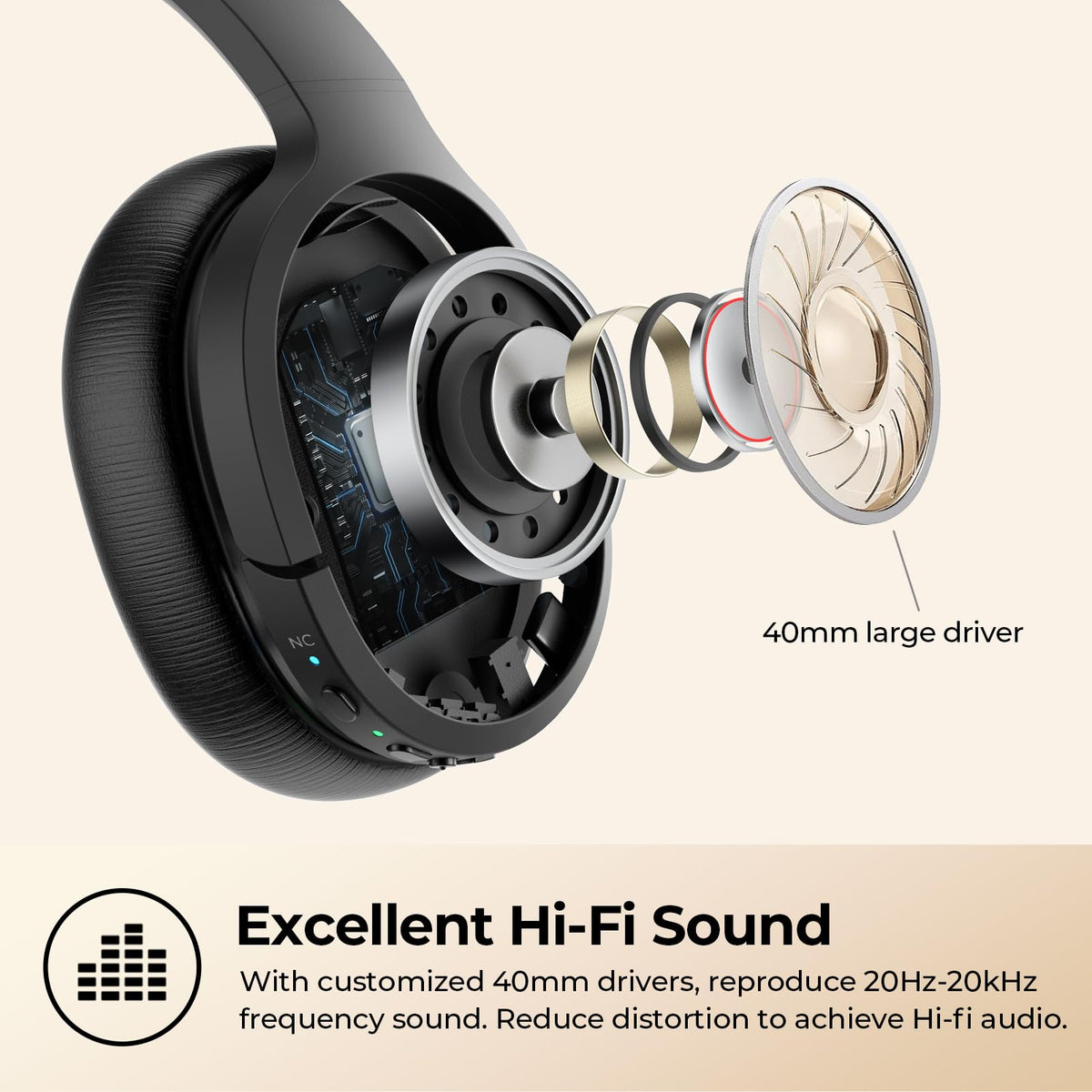 vibeadio SE7 worn by traveler on plane delivering ANC and clear audio in noisy cabin