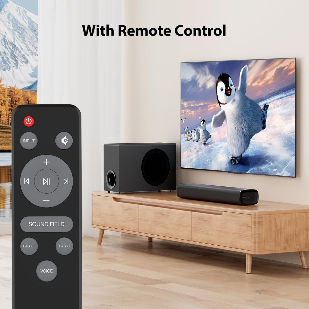 Vibeadio upgraded sound bar packaging clarifies contents and setup.