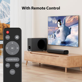 Vibeadio upgraded sound bar packaging clarifies contents and setup.