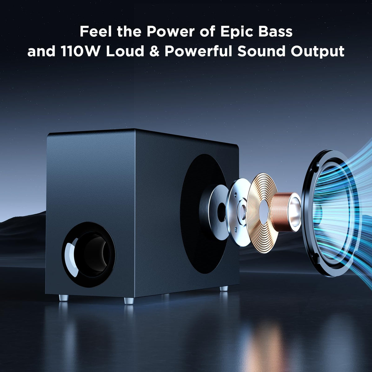 Vibeadio upgraded sound bar remote-control for quick EQ and volume adjustments.