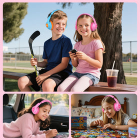 VibeTune pink kids headphones built with durable materials for active play.
