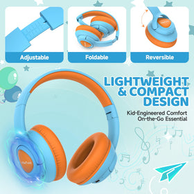 VibeTune Kids Headphones fold for easy packing and travel.