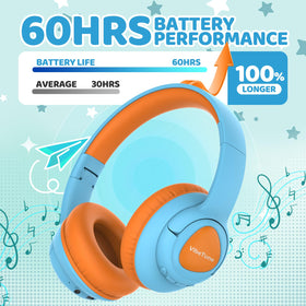 VibeTune Kids Headphones with volume limit 85/94 dB protect listening at home.