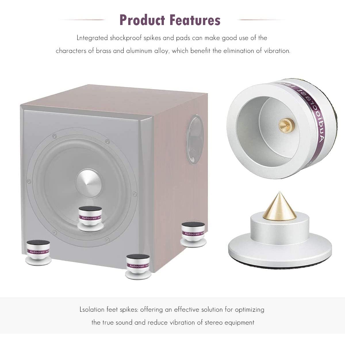 Viborg Audiocrast IF03S under an amplifier image emphasizes vibration isolation