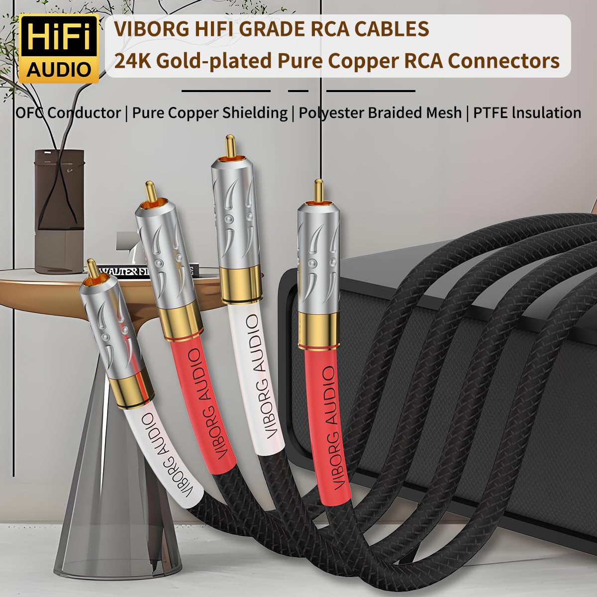 Viborg braided sleeving minimizes signal interference and extends cable lifespan.