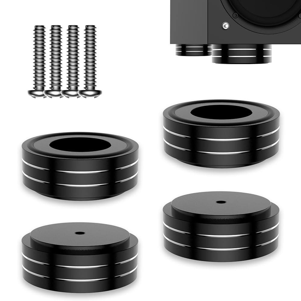 Viborg HiFi spikes isolation feet close-up showing rugged aluminum construction for vibration control