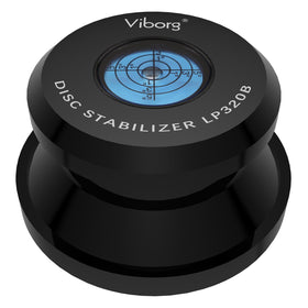 Viborg LP320B record weight on spindle for steady playback and reduced wobble.