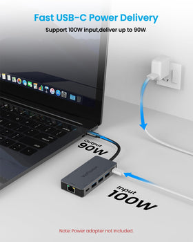 Vicfluxion on a home office desk powering dual monitors and peripherals