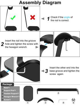 VICHYIE desk-setup with black headphone stand keeps gear organized.