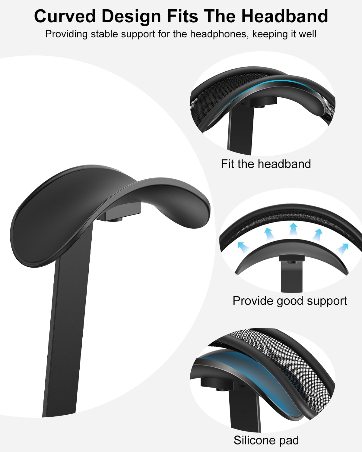 VICHYIE soft silicone pad protects headbands from scratches.