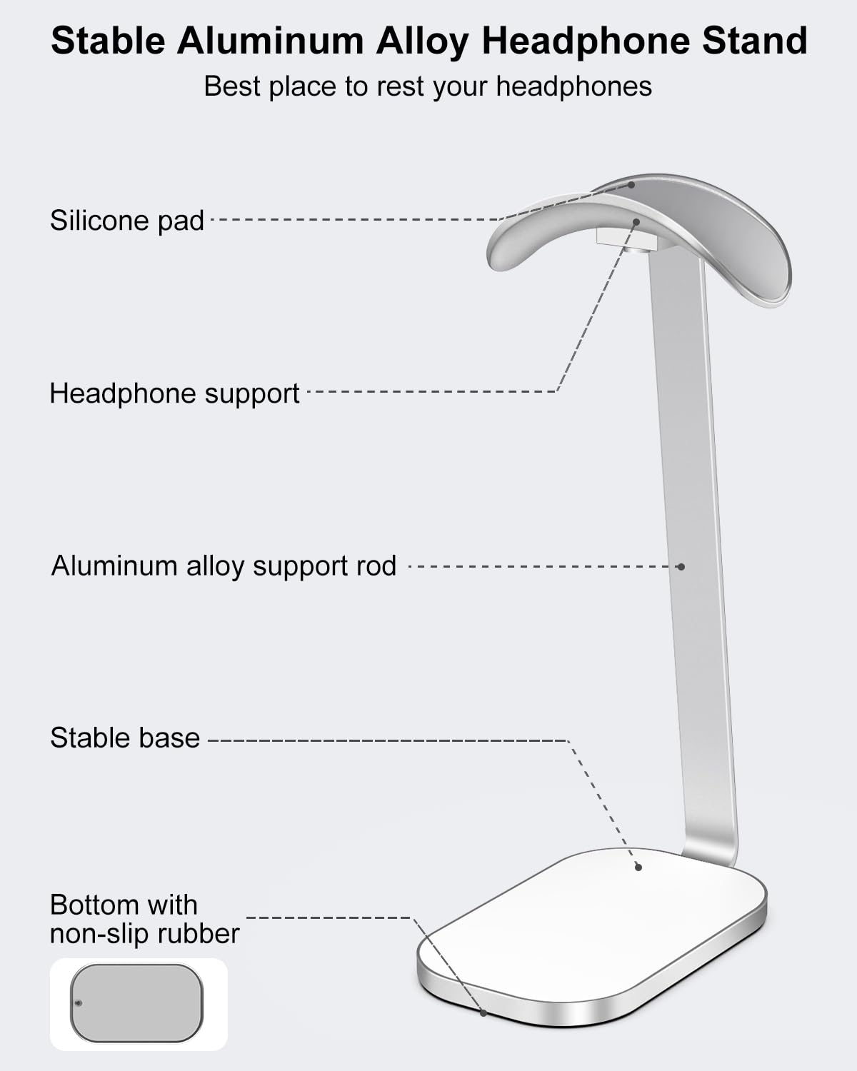 VICHYIE Headphone Stand silicone-soft surface prevents scratches during use