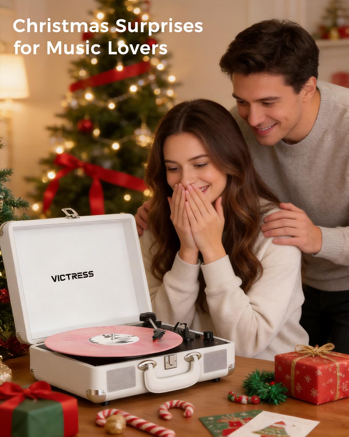 VICTRESS rear panel showing RCA USB and AUX ports for versatile connection options