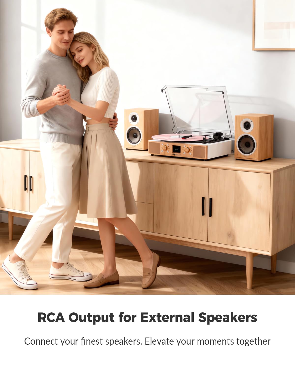 VICTRESS with dust cover open in a living room setting offering stylish home décor appeal