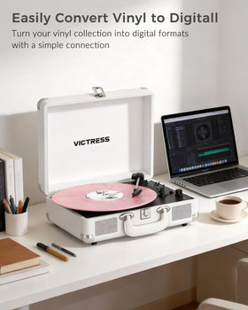 VICTRESS top view showing built-in speakers and controls for easy, all-in-one listening