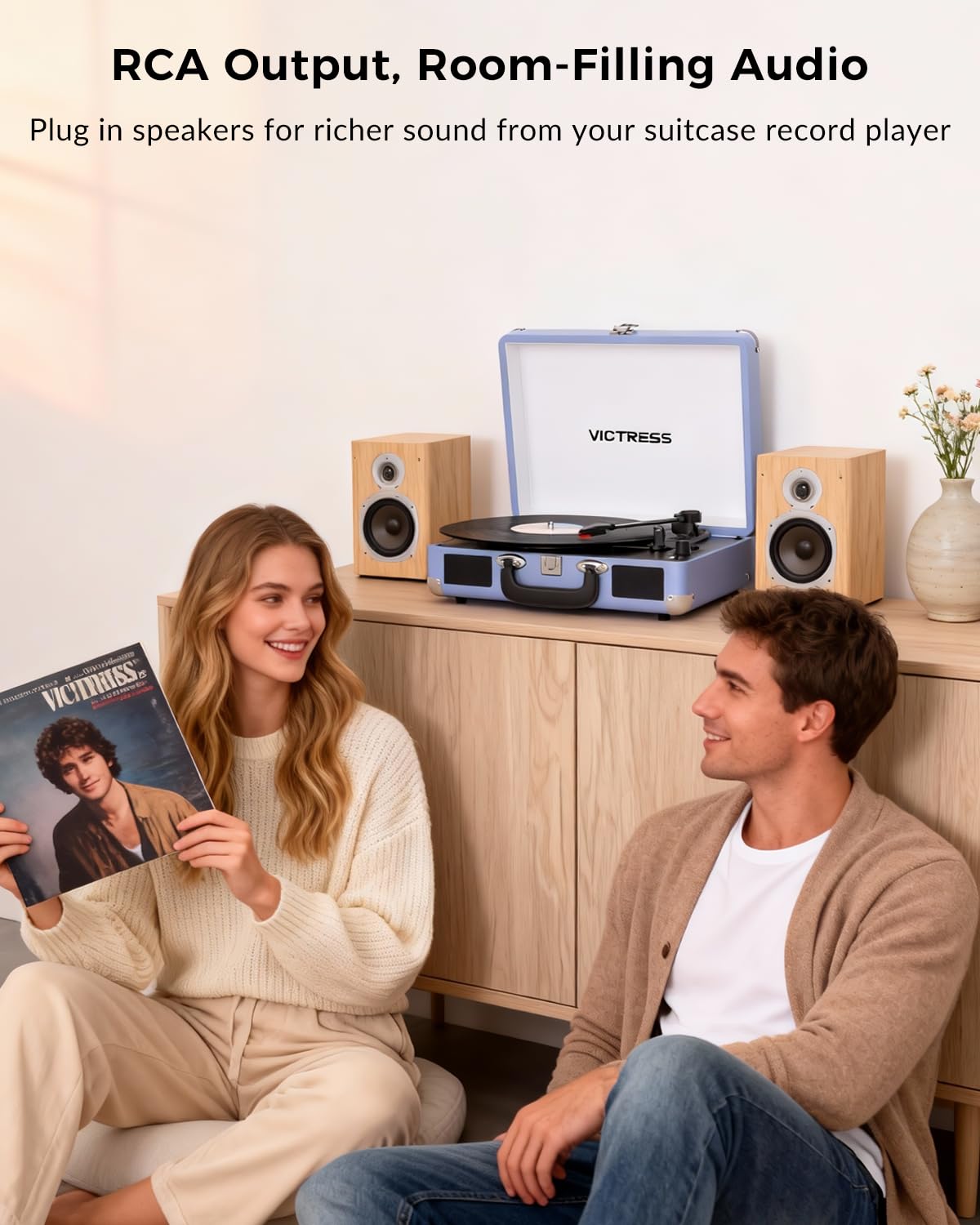 VICTRESS built-in speakers delivering fuller sound for room listening