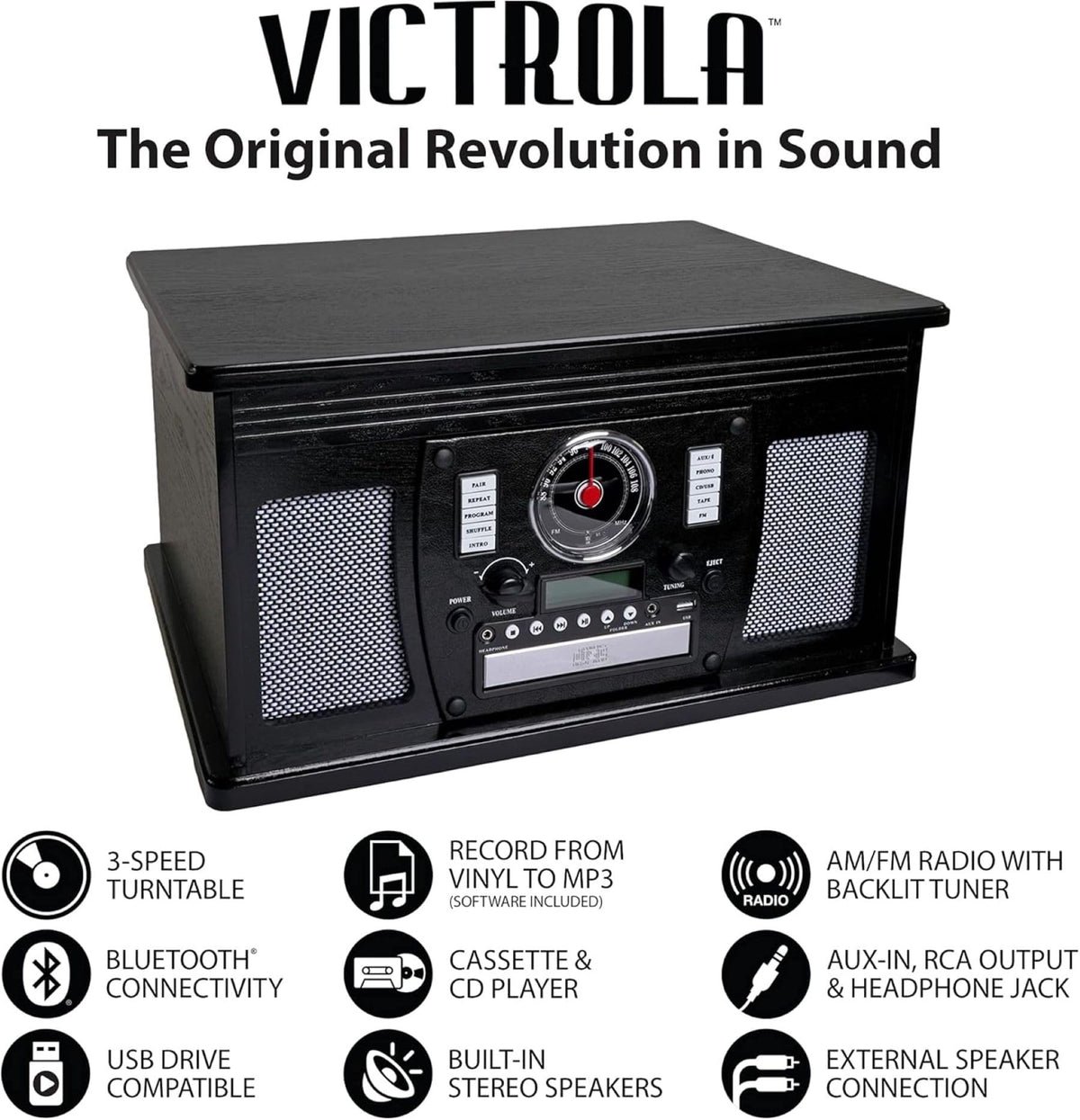 Victrola Aviator 8-in-1 cassette player supporting mix tapes and retro sessions.