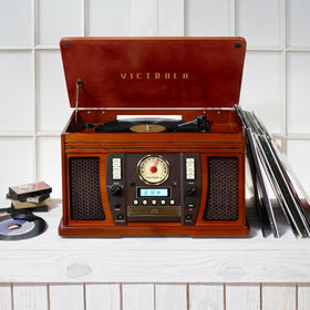 Victrola Aviator 8-in-1 turntable 3-speed in action for vinyl enthusiasts.