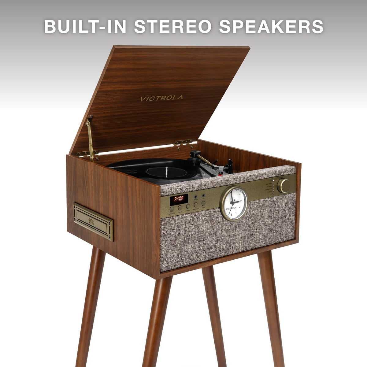 Victrola Century Signature+ 18-inch legs elevate listening and room presence.