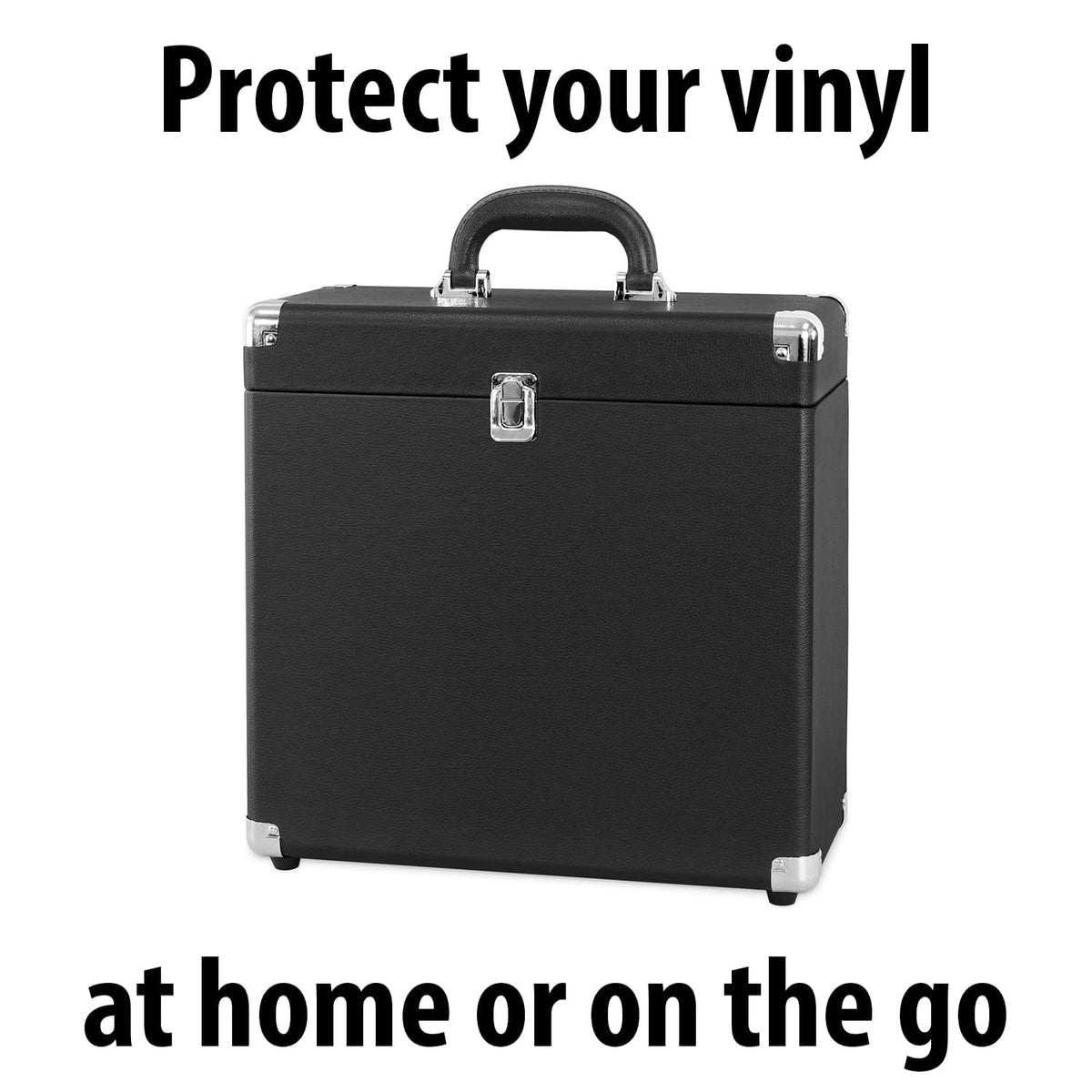 Victrola Collector Case easy-carry handle makes moving your vinyl setup simple.