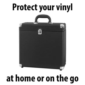 Victrola Collector Case easy-carry handle makes moving your vinyl setup simple.