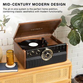 Victrola Empire CD player offers convenient digital track playback alongside vinyl.