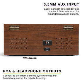 Victrola Empire headphone jack for private listening sessions.