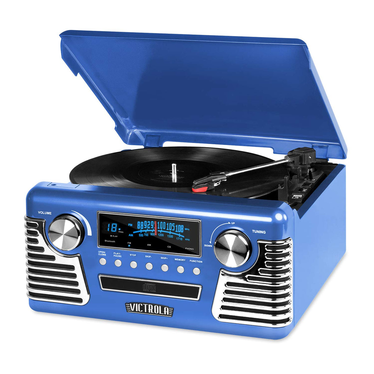 Victrola Haley 3-speed turntable delivers rich vinyl playback in any room.