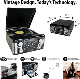 Victrola Haley Teal top view highlighting compact retro design for bedside setup.