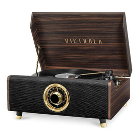 Victrola Highland 4-in-1 front view showing integrated speakers for versatile listening