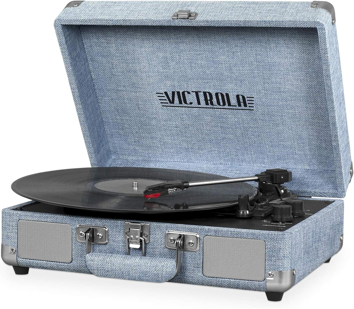Victrola Journey 3 speed turntable in a portable suitcase design for versatile vinyl playback