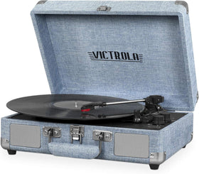 Victrola Journey 3 speed turntable in a portable suitcase design for versatile vinyl playback