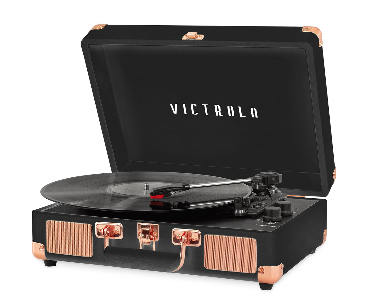 Victrola Journey close-up in black rose gold highlighting premium finish