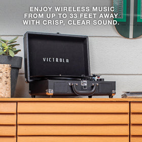 Victrola Journey blue coral Bluetooth streaming from phone to built-in speakers.