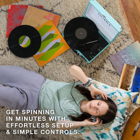 Victrola Journey-carry-handle highlights portable design for travel.