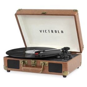 Victrola Journey front view showing suitcase design and portability benefits