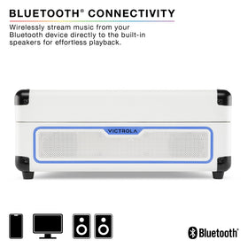 Victrola Journey Glow integrated bass port boosts low end clarity.