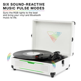 Victrola Journey Glow enhanced bass delivers fuller sound in small spaces.