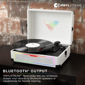 Victrola Journey Glow compact suitcase design fits bedrooms and dorms.