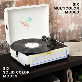 Victrola Journey Glow VINYLSTREAM Bluetooth outputs vinyl to external speakers.